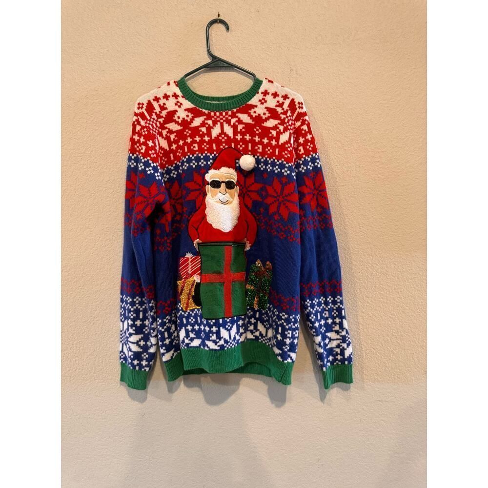 Jolly Women's Christmas Crew Neck Long Sleeve‎ Holiday Sweater Multicolor Large